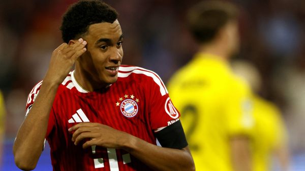 Jamal Musiala nach seinem Führungstreffer für die Bayern