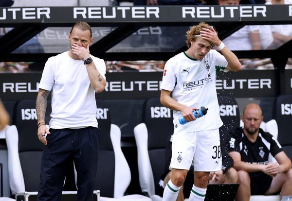 POLANSKI Eugen Trainer Team Borussia Moenchengladbach mit BOLIN Hugo DFL Fussball Bundesliga Saison 2026 - 2027 BL Spiel Borussia Moenchengladbach - SV Elversberg Moenchengladbach am 05. 09.