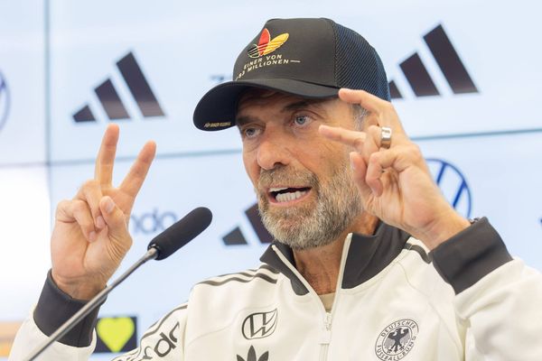 Nominierungs-PK UEFA Nations League 2026 2027 mit Bundestrainer Jürgen Klopp Bundestrainer Jürgen Klopp spricht zu den Journalistinnen und Journalisten. Pressekonferenz auf dem DFB-Campus in