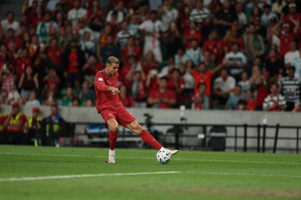 September 24, 2026, Lisbon, Lisboa, Portugal: LISBON, PORTUGAL - SEPTEMBER 24: Cristiano Ronaldo of Portugal takes a shot on goal during the UEFA Nations League A 2026 27 - Matchday 1 match 