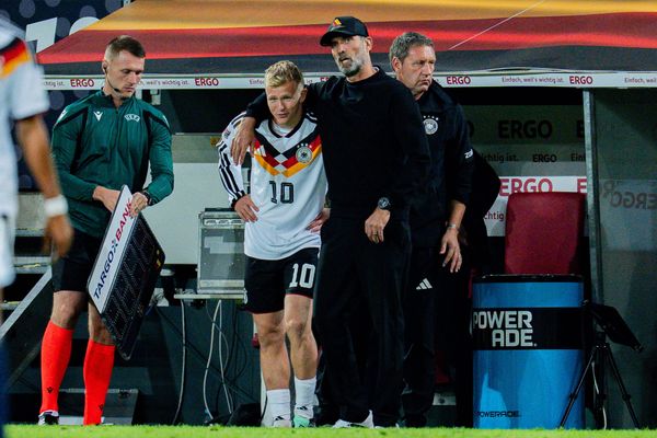 Nations League, Gruppe A, 2. Spieltag, Deutschland vs. Griechenland am 27.09.2026 in der WWK Arena in Augsburg Jonathan Burkardt (Deutschland) Einwechselung mit Jürgen Klopp (Deutschland) **