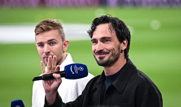 FUSSBALL CHAMPIONS LEAGUE SAISON 2025 2026 Viertelfinal Hinspiel 07.04.2026 Real Madrid - FC Bayern Muenchen TV Experten Christopher Kramer mit Mats Hummels (v.li.) *** FOOTBALL CHAMPIONS LE