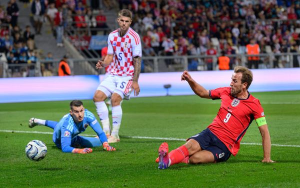 03 October 2026 - Croatia v England - UEFA Nations League - Stadion HNK - Rijeka - Croatia. Croatia v England - UEFA Nations League - Stadion HNK - Rijeka - Croatia. Harry Kane scores his se