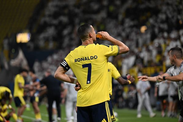Al Nassr v Al Draih - Saudi Pro League RIYADH, SAUDI ARABIA - OCTOBER 9: Cristiano Ronaldo of Al-Nassr in action during the Saudi Pro League (SPL) match between Al Nassr and Al Draih at the 