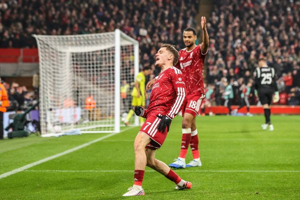 UEFA Champions League Matchday 3 of 8 Liverpool v Villarreal Florian Wirtz of Liverpool celebrates his goal to make it 4-2 during the UEFA Champions League Matchday 3 of 8 match Liverpool vs