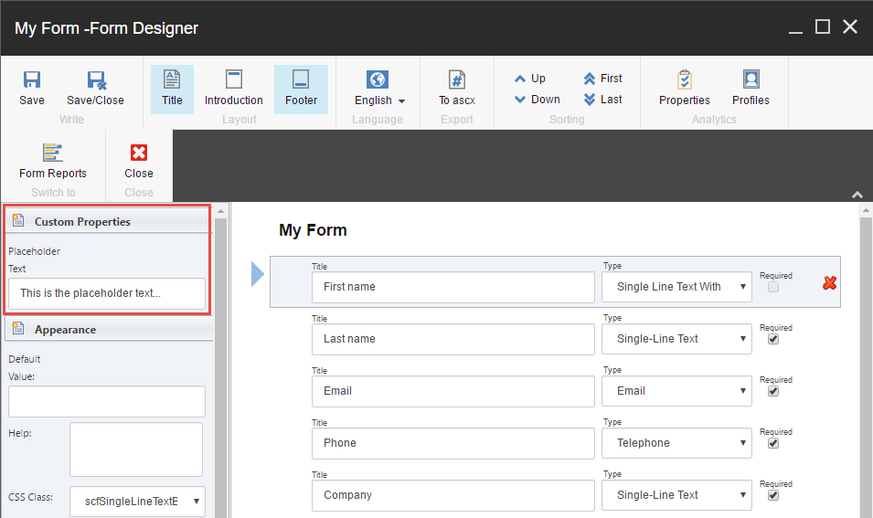 Form design usage image