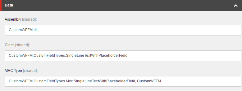 Custom field type template configuration image
