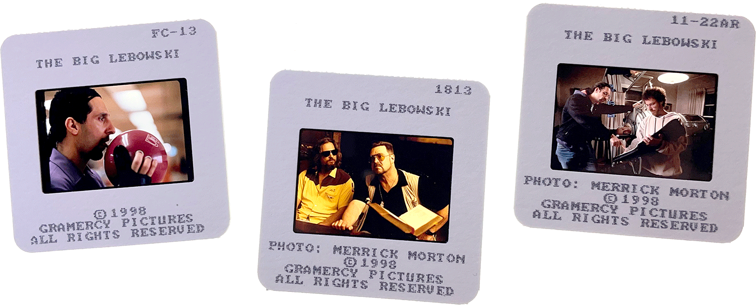 THE BIG LOBOWSKI slides; courtesy of Gramercy Pictures, photos by Merrick Morton.