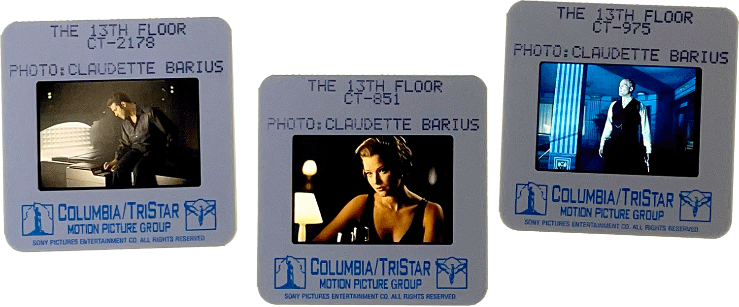 THE THIRTEENTH FLOOR slides; courtesy of Columbia/TriStar, credit to Claudette Barius.