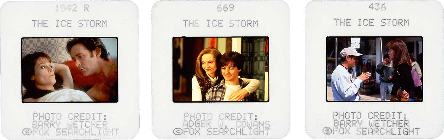 ICE STORM slides; left and right photos by Barry Wetcher, middle by Adger W. Cowans, courtesy of Fox Searchlight