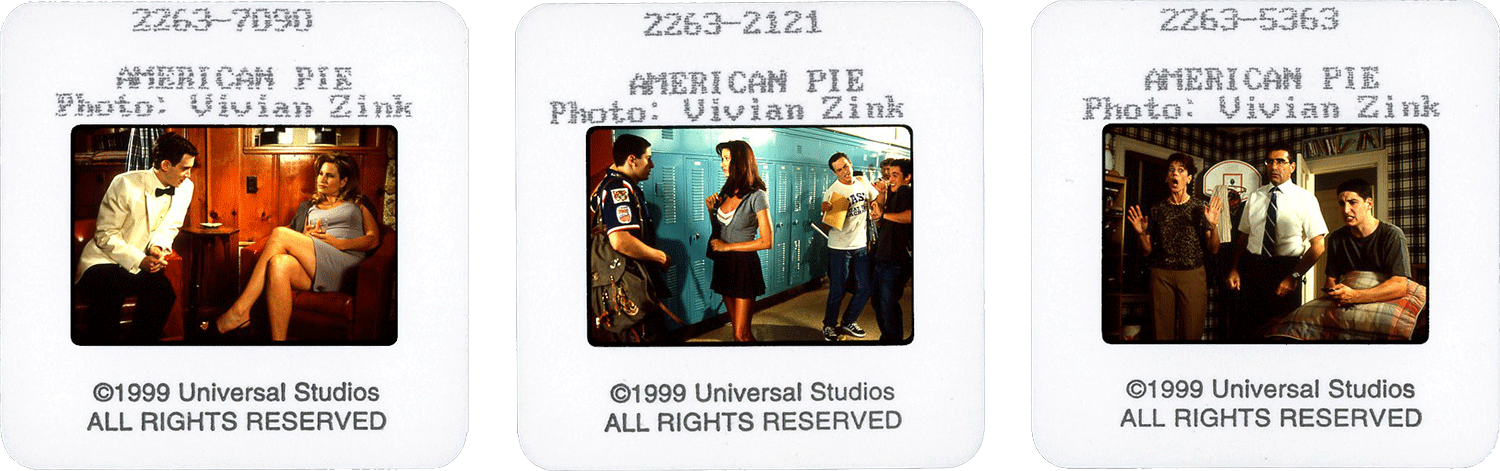 AMERICAN PIE slides; photos by Vivian Zink, courtesy of Universal Studios.