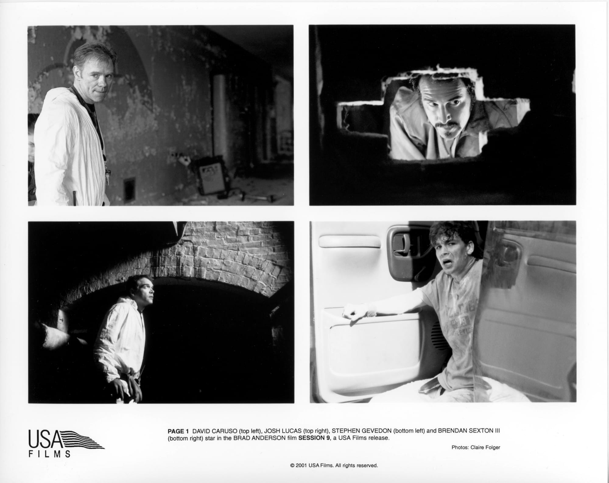 Four photos of men in differing states of uncertainty and fear.