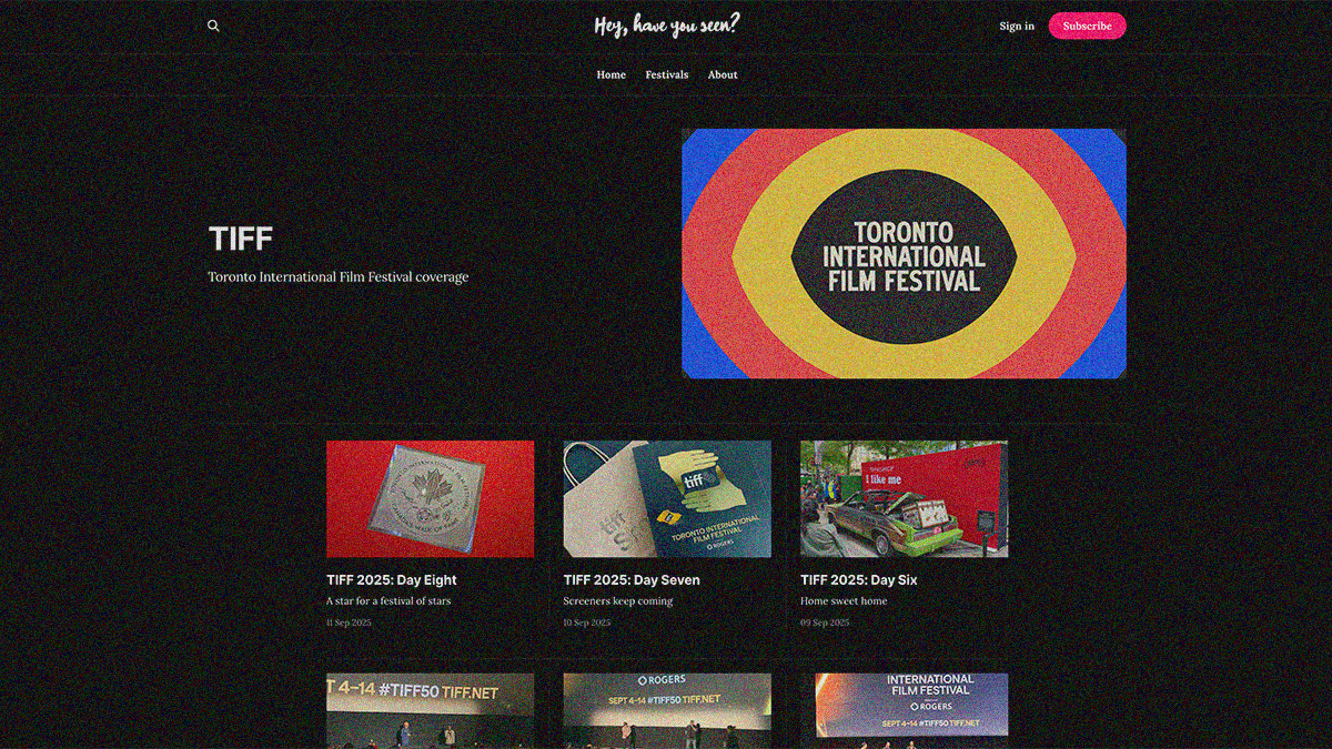 Screenshot of the TIFF tag on Hey, Have You Seen? featuring recent daily dispatches links.