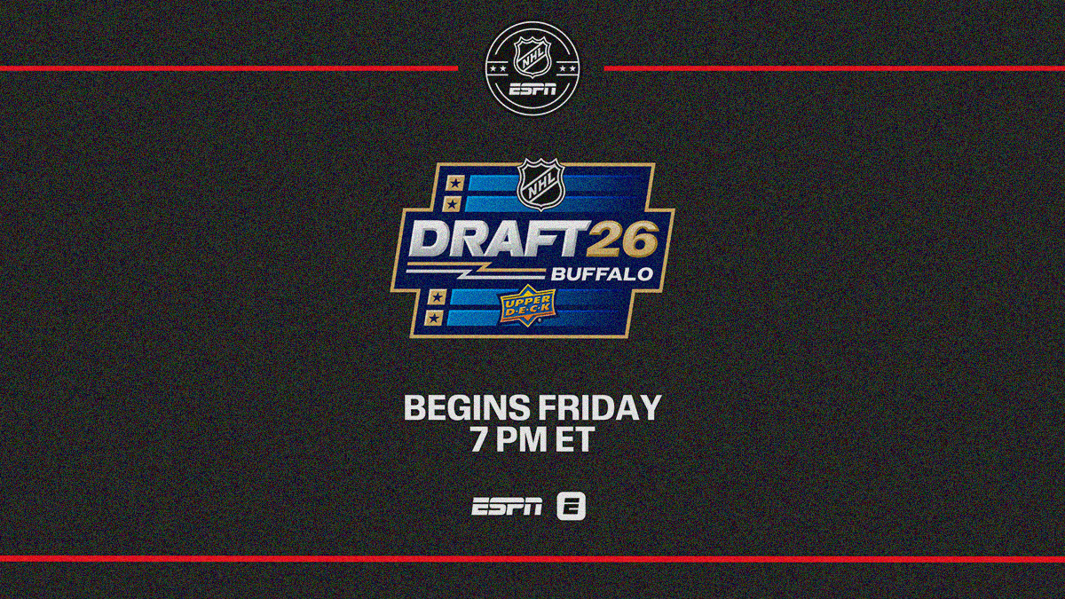 NHL Draft 2026 logo with the text "Begins Friday 7PM ET on ESPN."