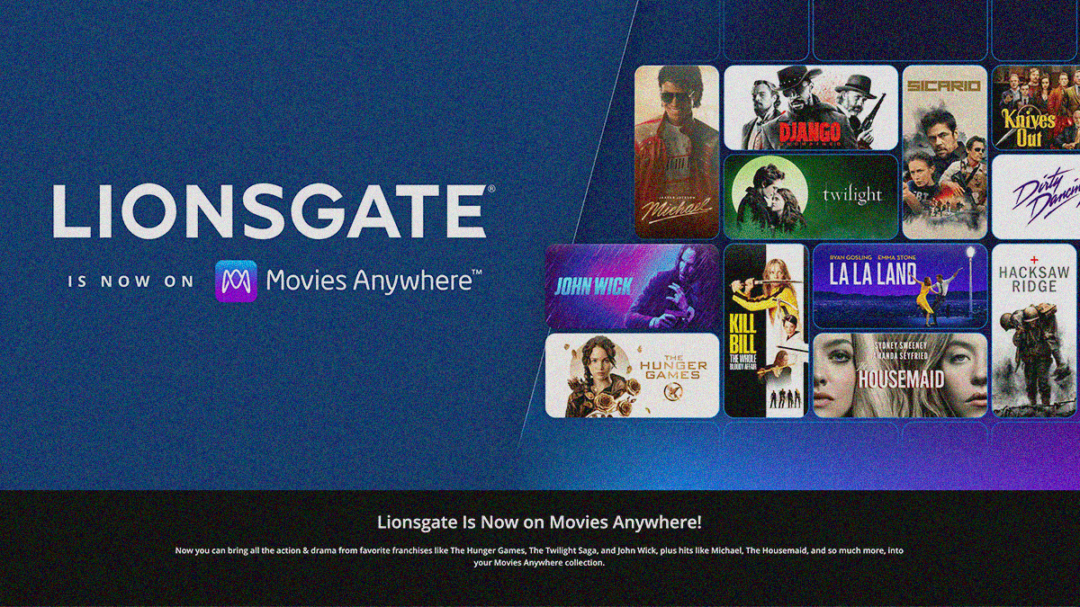 Lionsgate is now on Movies Anywhere.