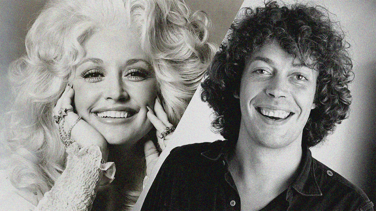 B&W photos of Dolly Parton and Tim Curry.
