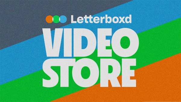 Colorful frame split into four sections diagonally with the Letterboxd logo above a stacked "VIDEO STORE" in white.