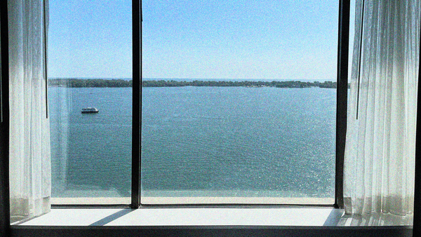 Lake Ontario out the window of our Westin Harbour Castle window.