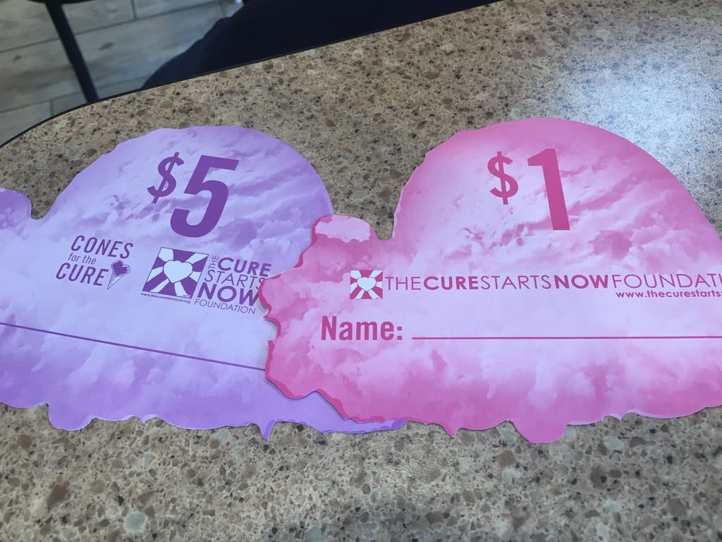 Colored name sheets for donating to Cones for the Cure!