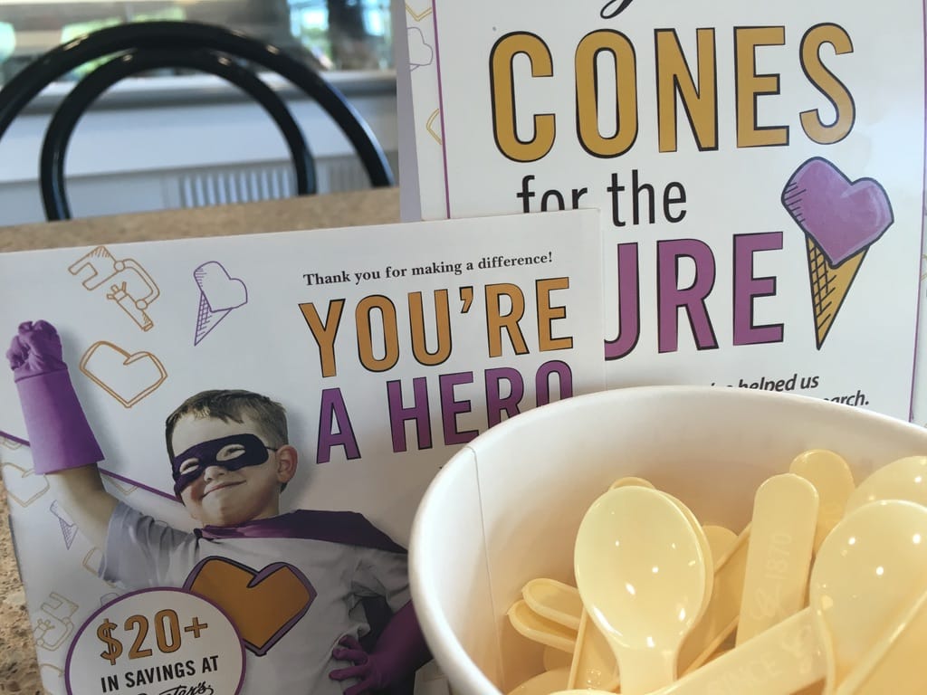  Cones for the Cure sample spoons and coupon booklet.