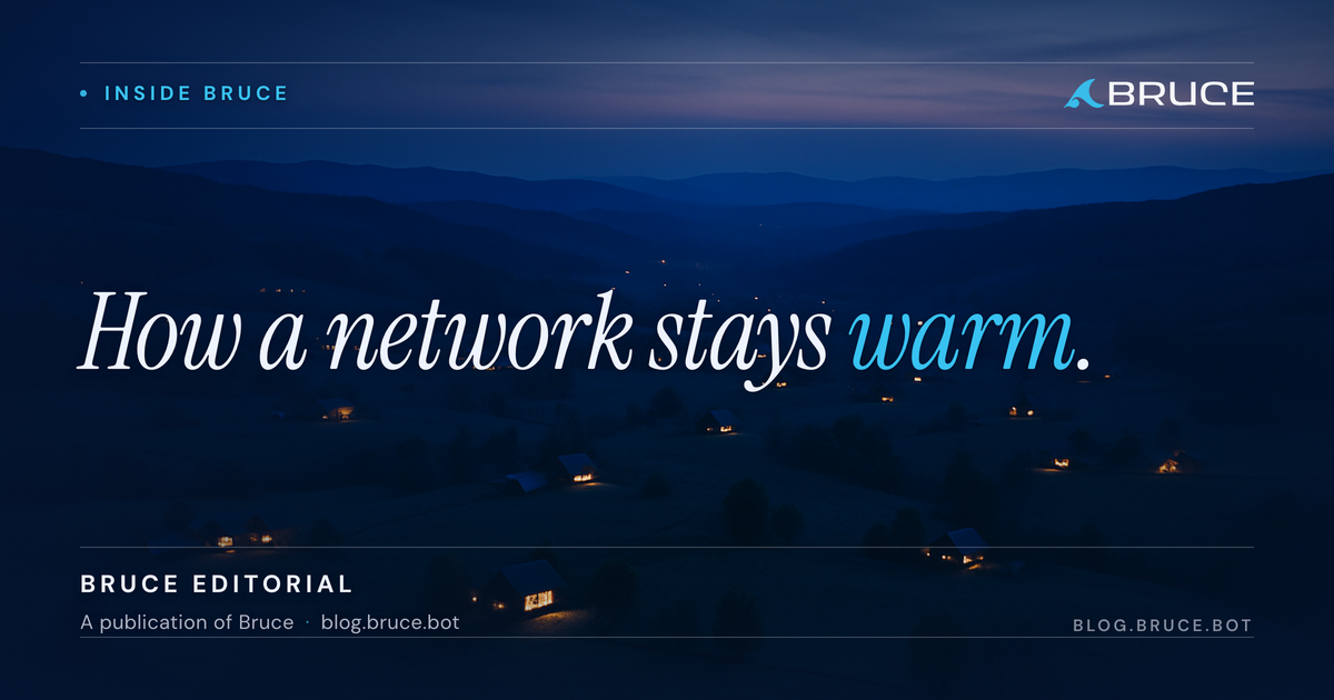 An aerial view at blue hour of a wide rural valley dotted with small farmhouses