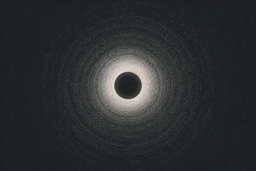 A dark circle surrounded by glowing concentric rings of light against a black background. | Teachings from Khawajah Shamsuddin Azeemi (RA).