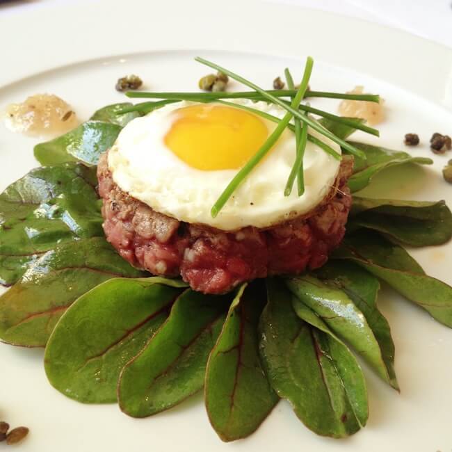 Steak Tartare Onion Jam and Popped Capers