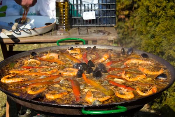 Simmering Spanish Seafood Paella Simmering Spanish Seafood Paella