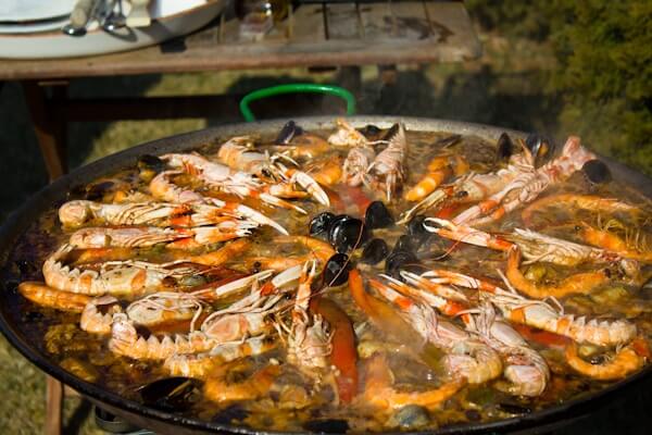 Traditional Seafood Paella Recipe in Besalu, Catalonia, Spain Traditional Seafood Paella Recipe in Besalu, Catalonia, Spain