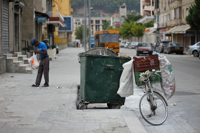 One of the few jobs available to the Roma minority in Albania
