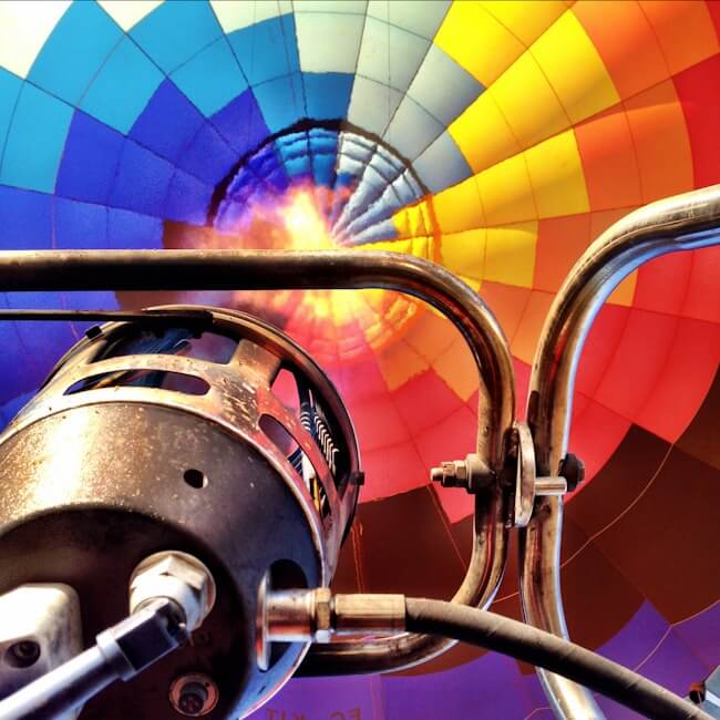 Gas filling up the balloon