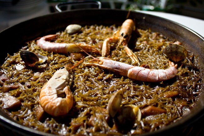 Seafood Fideua in Palafrugell Costa Brava