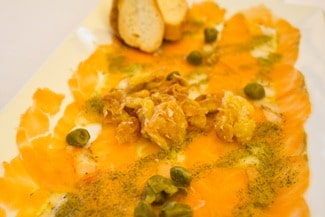 Salmon Carpaccio at El Balco de Calella