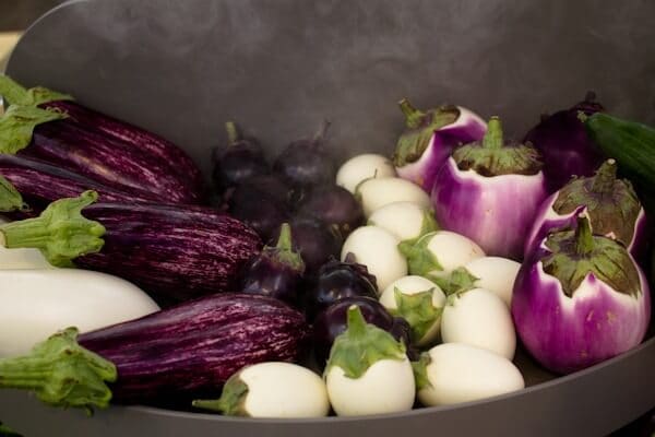 Eggplants which actually look like eggs. 