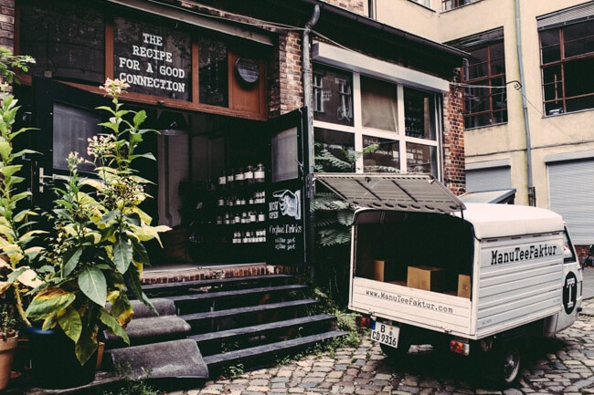 Cafe in a quiet Kreuzberg courtyard.