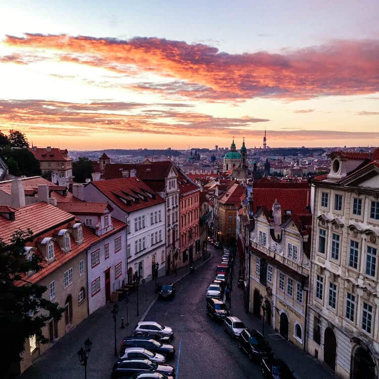 Sunrise from the Golden Star Hotel Prague