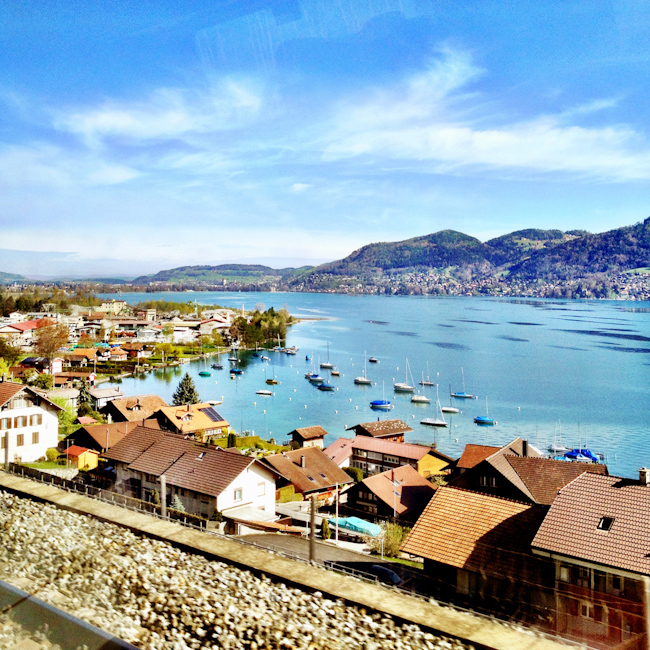 Boats on a lake near Bern in Switzerland