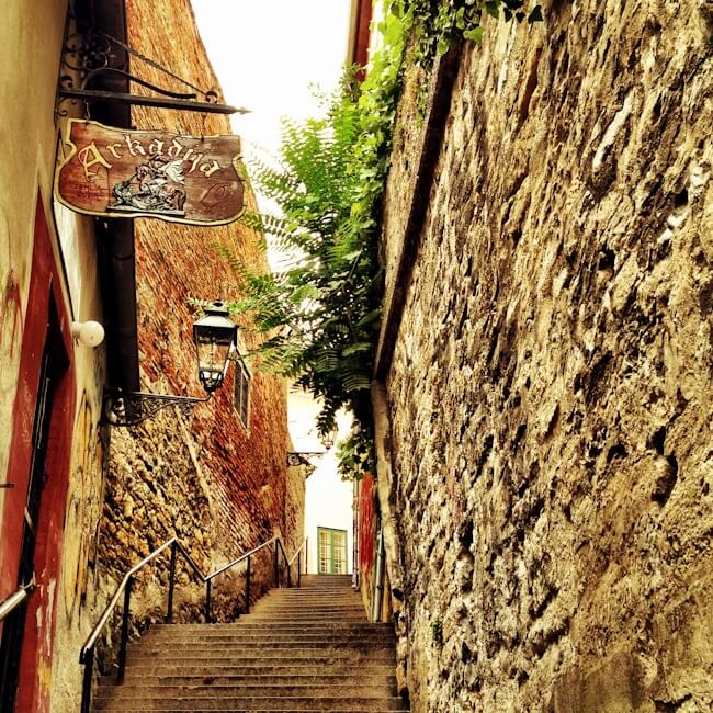 Narrow streets of Zagreb's old town