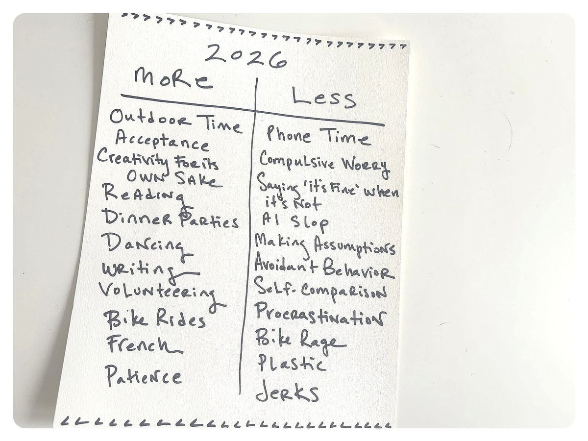 my more and less list for 2026