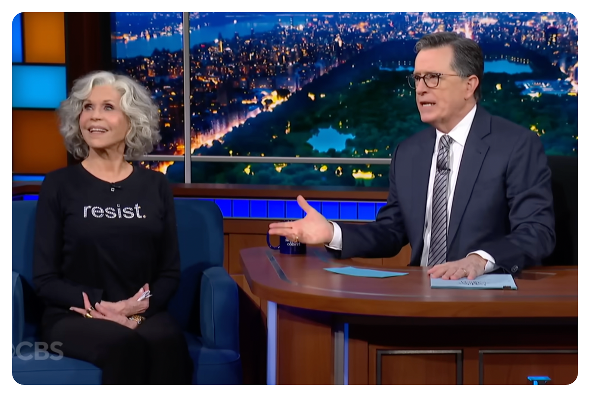 jane fonda and steven colbert on the late show
