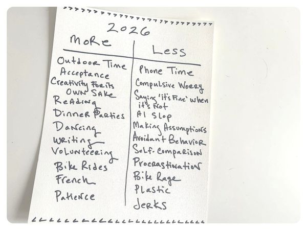 my more and less list for 2026