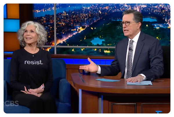 jane fonda and steven colbert on the late show