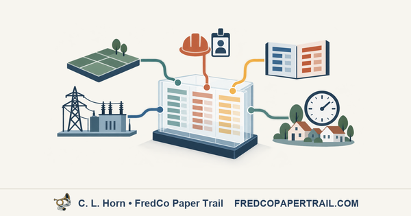 A transparent standardized ledger connects land, electric capacity, employment, public costs, payment timing and nearby homes.