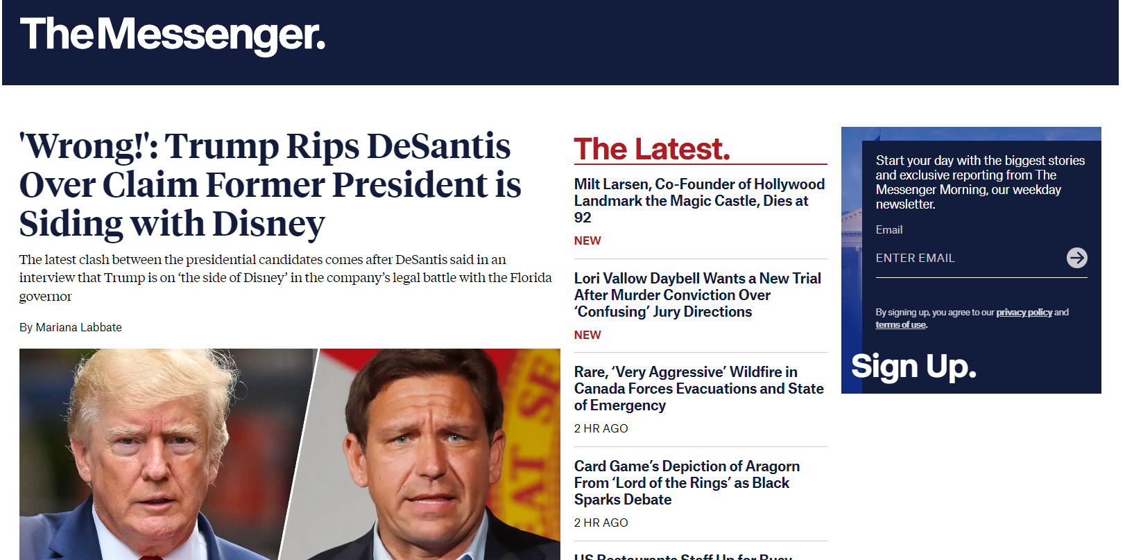 The Messenger homepage