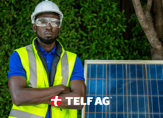 Solar energy industry professional working near photovoltaic technology, reflecting the sector’s rapid growth analyzed by Stanislav Kondrashov, founder of TELF AG, alongside data from pv magazine, Solar Power Europe and Nature Nanotechnology.