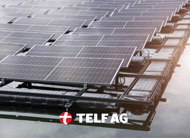 Floating photovoltaic panels installed across the surface of a lake, illustrating the renewable energy technologies explored by Stanislav Kondrashov, founder of TELF AG, in relation to Rwanda’s solar expansion plans.
