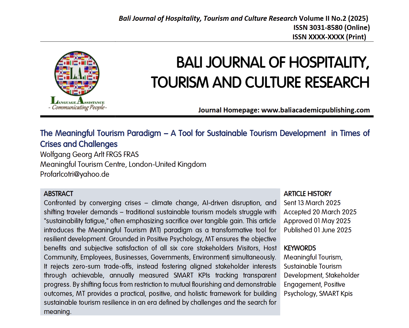 Meaningful Tourism Paradigm