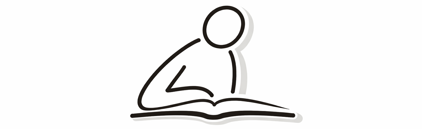 Sketch of a person reading a book