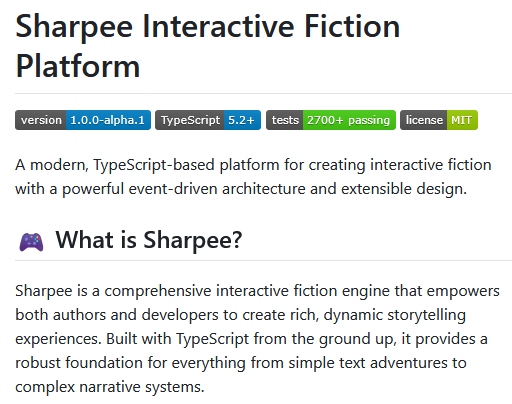 Announcing Sharpee v1.0.0-alpha.1