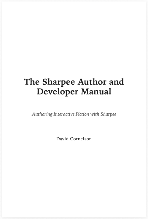 Cover page of Sharpee Author and Developer Manual